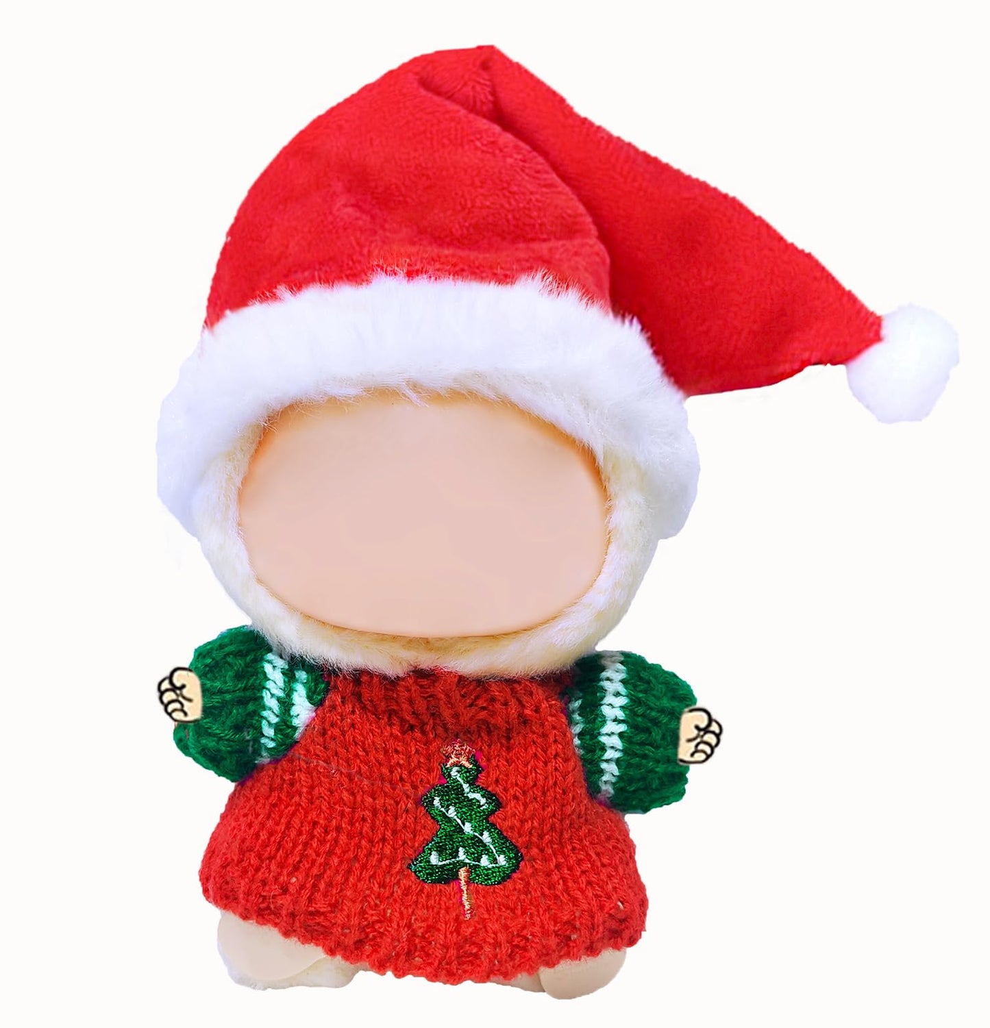 NiXiSHEEN Christmas Doll Clothes Set for 15–17 cm Dolls – Red Sweater & Santa Hat