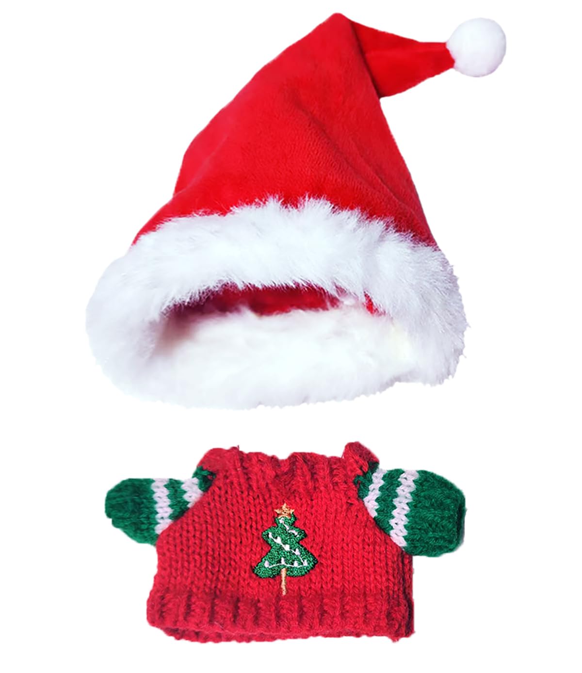 NiXiSHEEN Christmas Doll Clothes Set for 15–17 cm Dolls – Red Sweater & Santa Hat