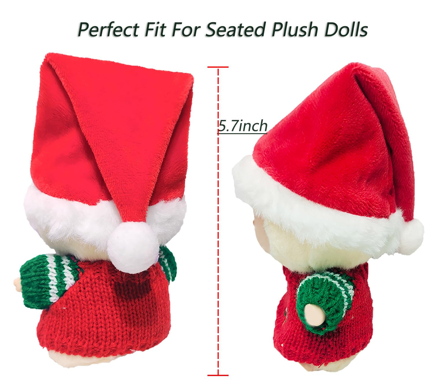 NiXiSHEEN Christmas Doll Clothes Set for 15–17 cm Dolls – Red Sweater & Santa Hat