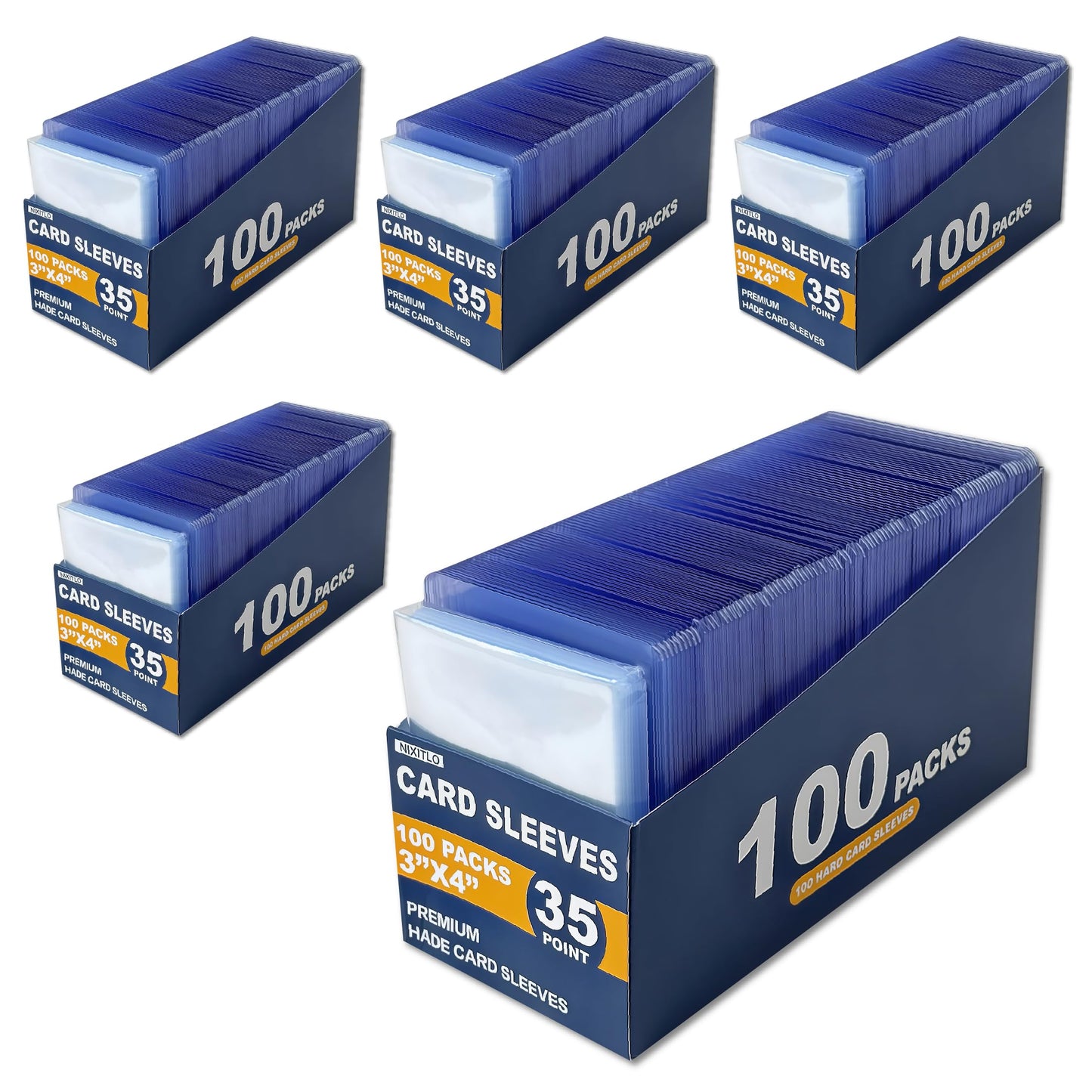 NIXITLO 1000 Card Protectors: 500 Hard Sleeves + 500 Soft Sleeves for Baseball, Football, MTG