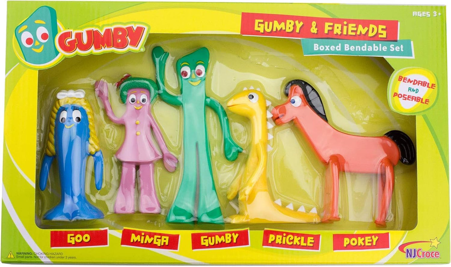 NJ Croce Gumby & Friends Boxed Set — 8-Inch Bendable Figures | Classic Gumby Toy Gift