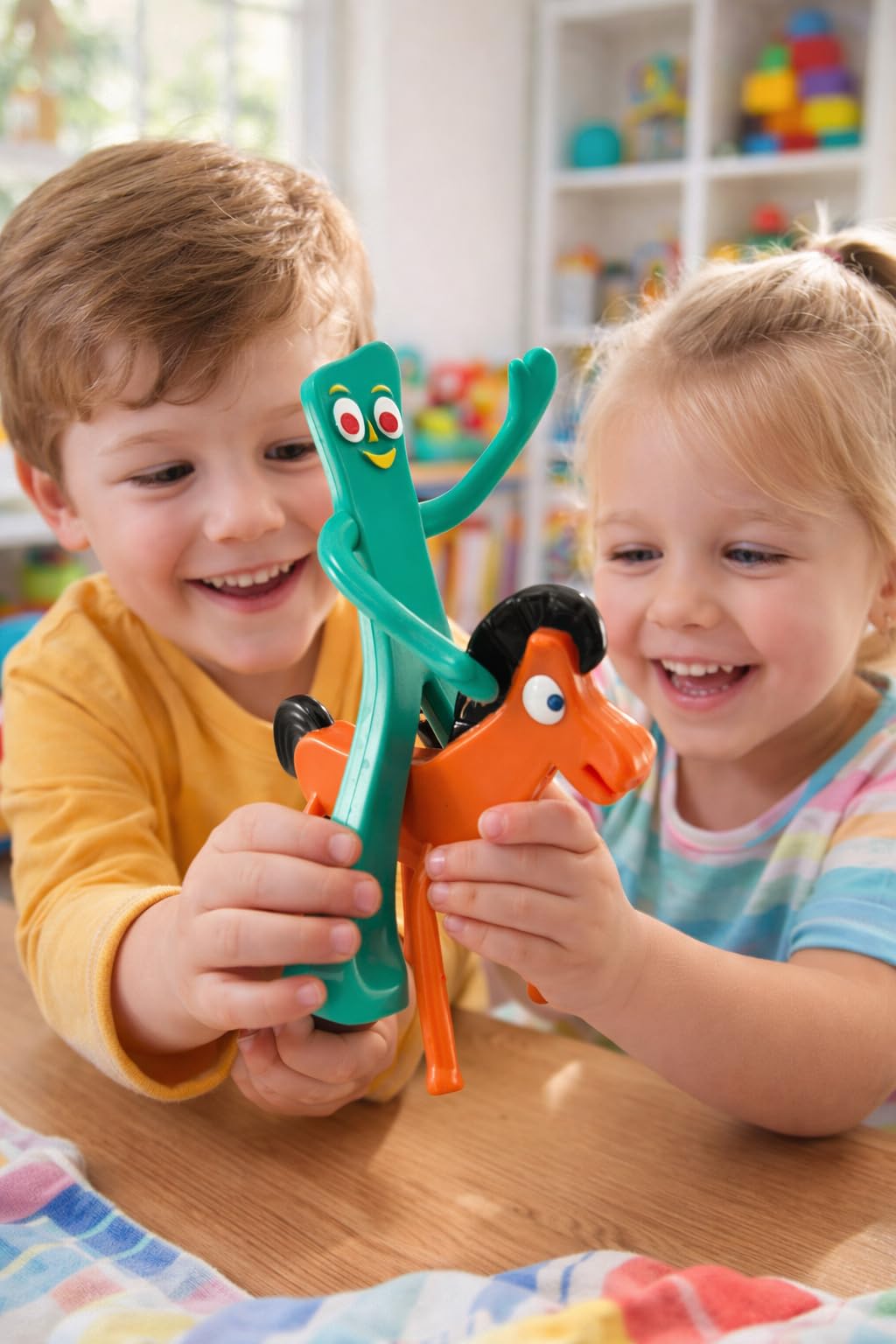 NJ Croce Gumby & Pokey 6-Inch Bendable Figures – Poseable Nostalgic Duo