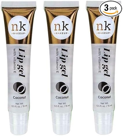 Nicka K New York NK Coconut Lip Gloss Gel Vitamin E Enriched, High-Shine, Nourishing for Luscious, Hydrated Lips 15ml (Pack of 3)