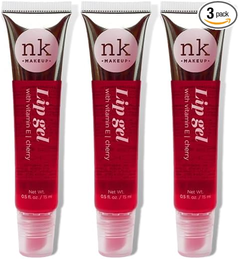 Nicka K New York NK Vitamin E Lip Gloss Gel - Shiny & Nourishing for Luscious Lips (Cherry, 15ml/0.51oz - Pack of 3)