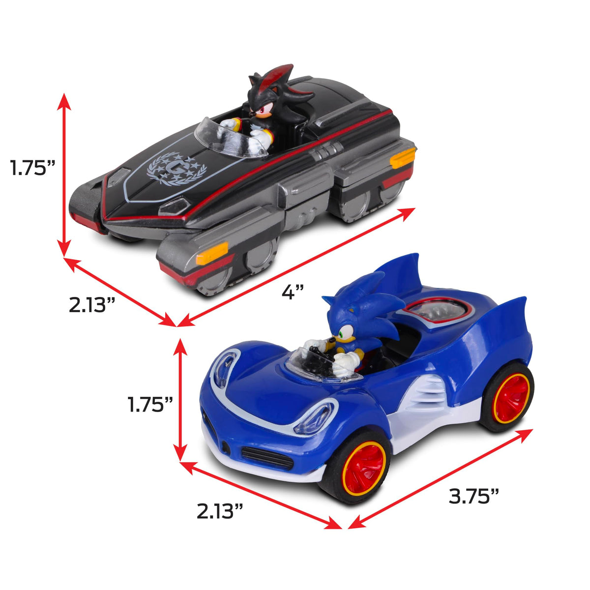 NKOK Sonic Shadow Pull-Back Cars – No Batteries Required, All-Stars Racing Duo