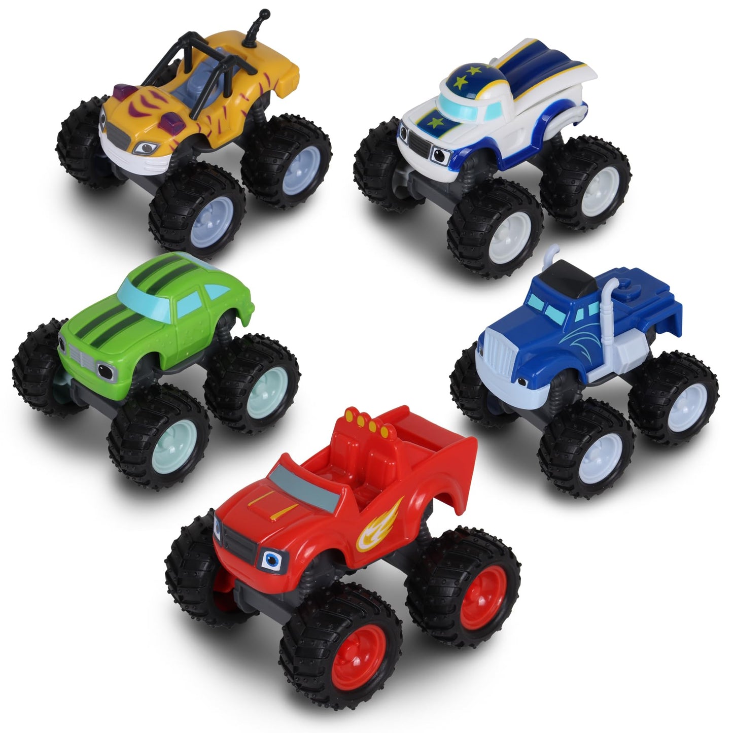 NKOK Blaze & The Monster Machines Free-Wheel 5-Pack – Grippy Tires, STEM Play (Officially Licensed)