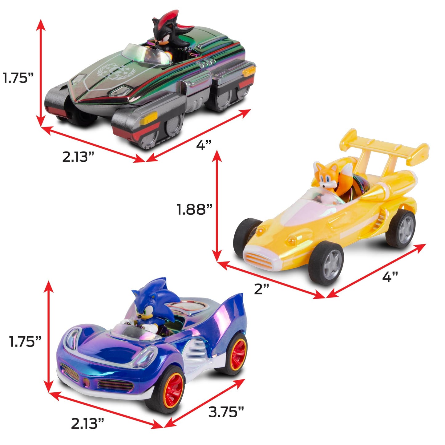NKOK Special Edition Sonic Shadow Tails Pullback 3-Pack