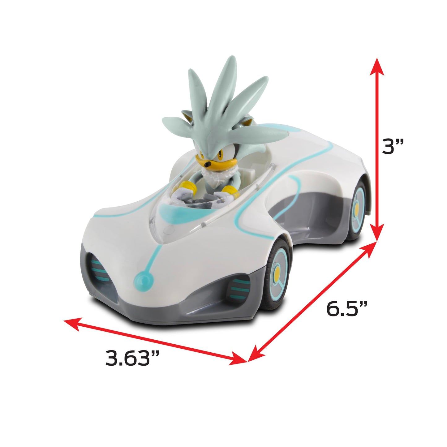 NKOK Sonic Pull Back 3-Pack: Large Race Set with Sonic, Knuckles & Silver – No Batteries