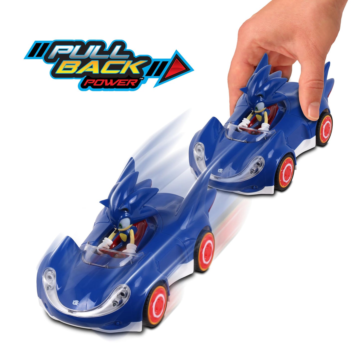 NKOK Sonic Pull Back 3-Pack: Large Race Set with Sonic, Knuckles & Silver – No Batteries