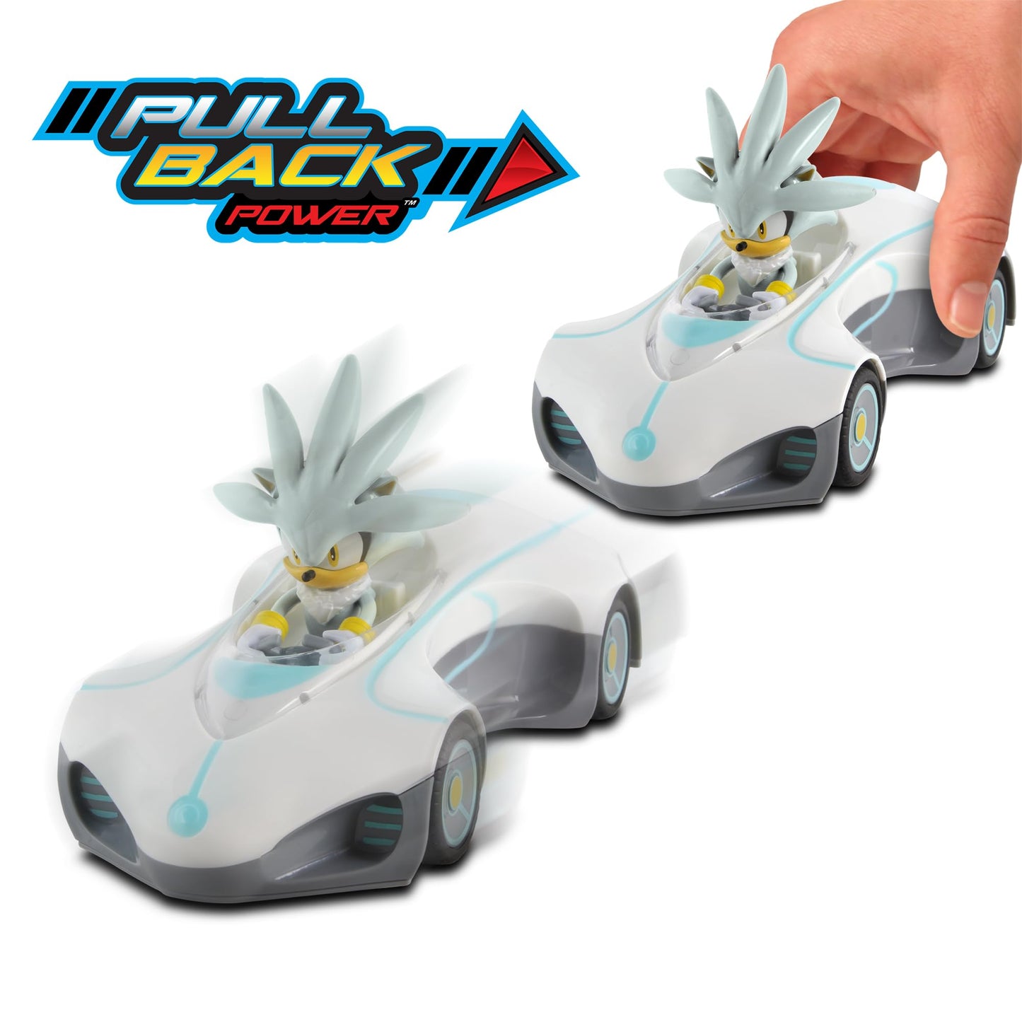 NKOK Sonic Pull Back 3-Pack: Large Race Set with Sonic, Knuckles & Silver – No Batteries