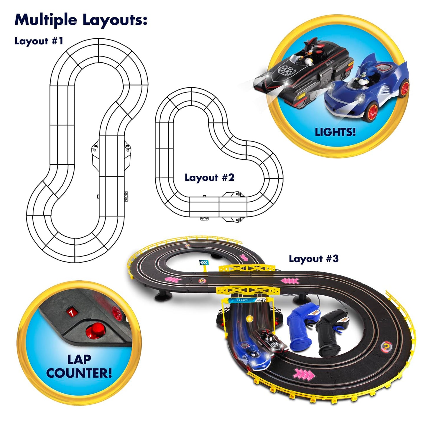 NKOK Sonic & Shadow Race Track Set with Lights & Lap Counter