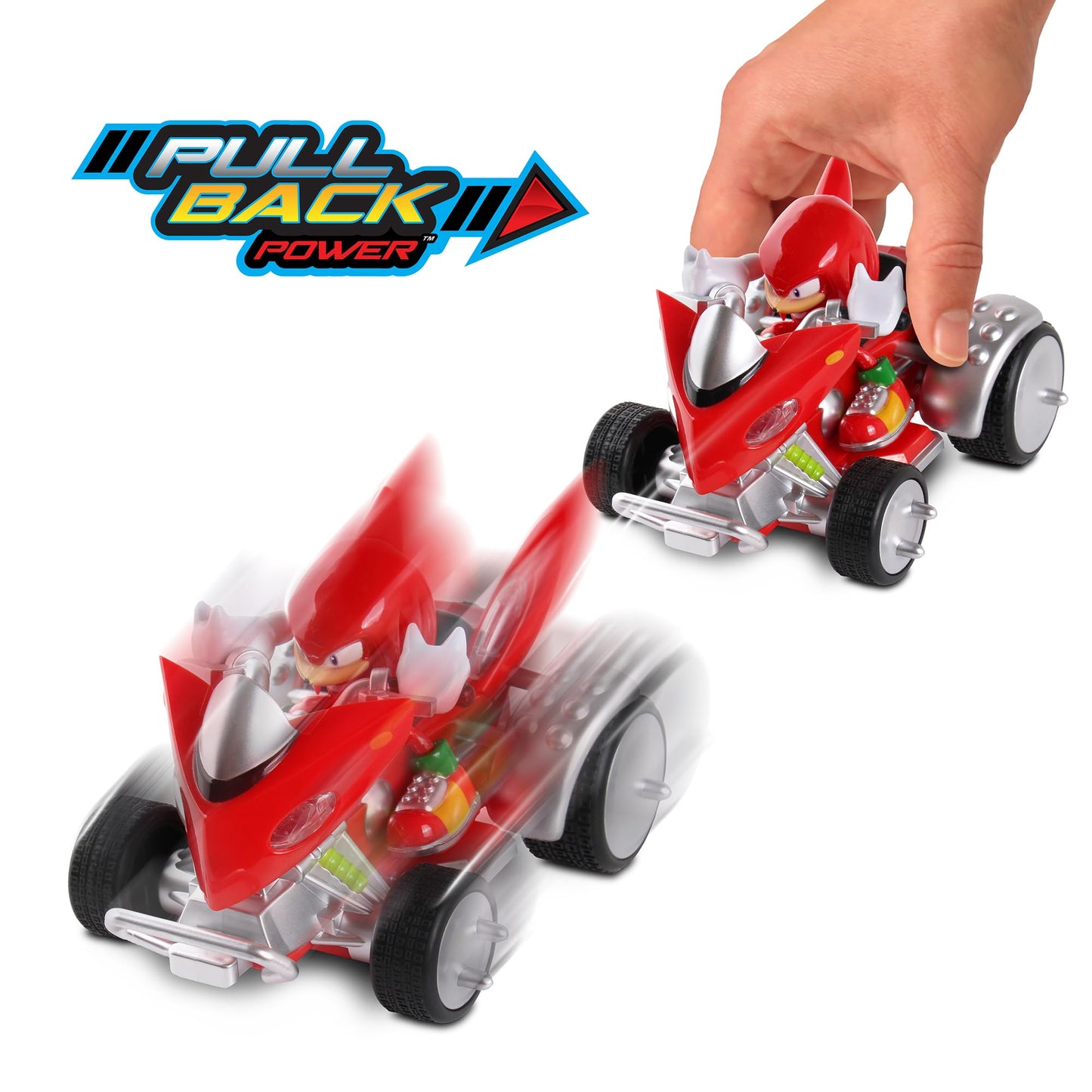 NKOK Sonic Pull Back 3-Pack: Large Race Set with Sonic, Knuckles & Silver – No Batteries