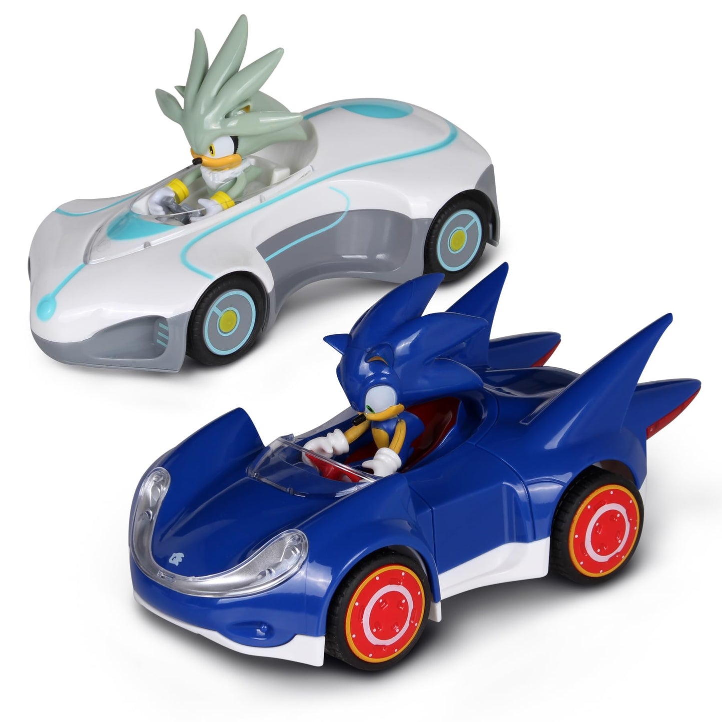NKOK Sonic The Hedgehog Silver & Sonic Pull-Back Racers – 2-Pack