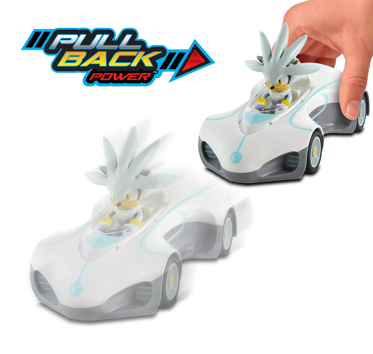 NKOK Team Sonic Pull Back Racer – Silver Sonic Lightron Figure (No Batteries)