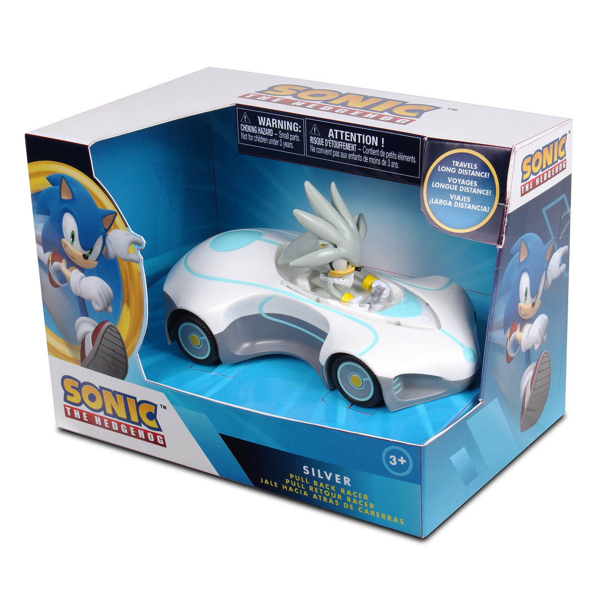 NKOK Team Sonic Pull Back Racer – Silver Sonic Lightron Figure (No Batteries)