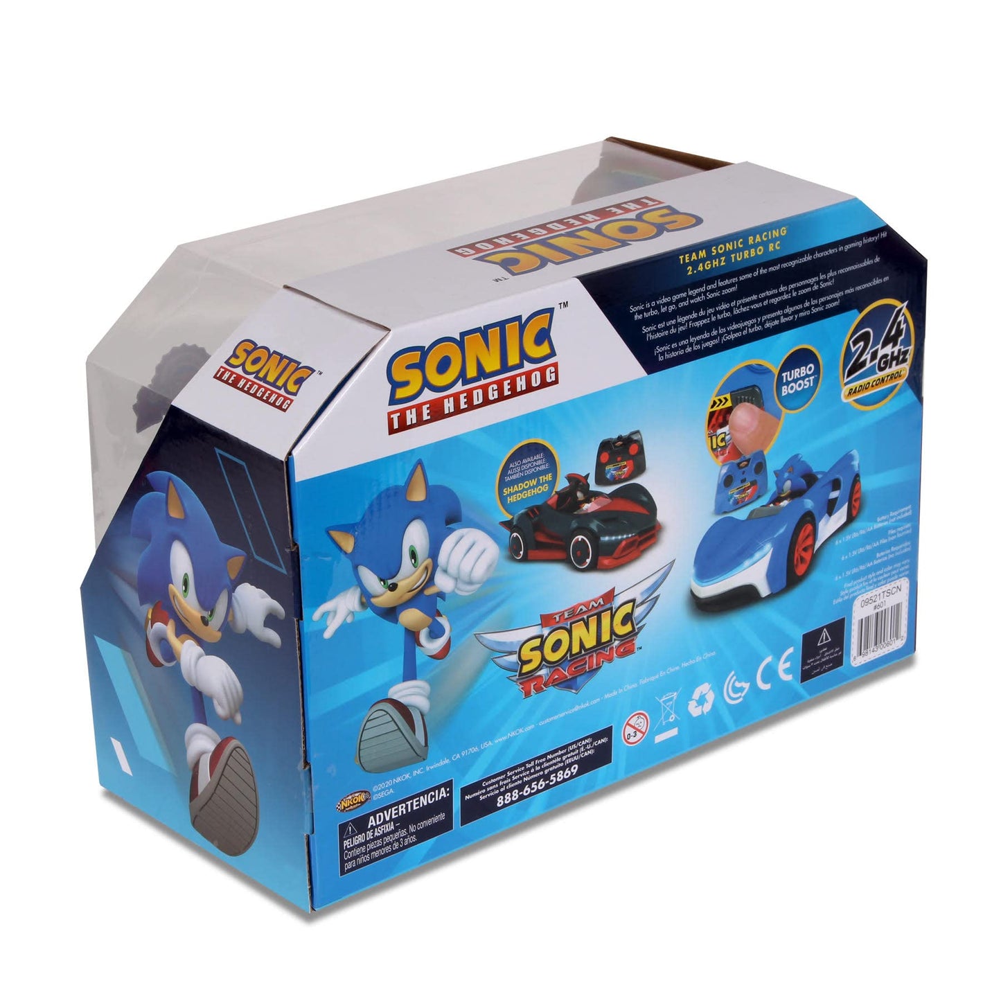 NKOK Team Sonic Racing RC Car with Turbo Boost — 2.4GHz, Lights & Adjustable Alignment