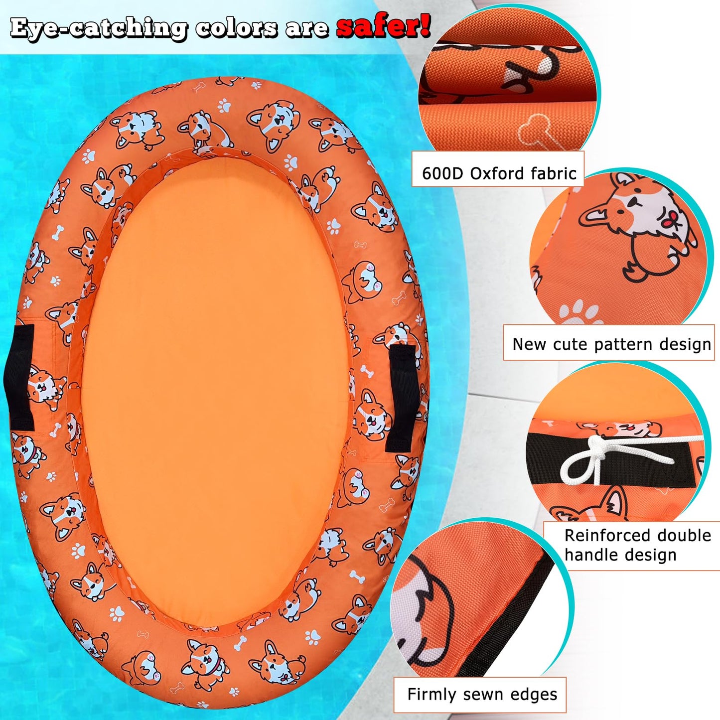 NNG 55x35 Inch Inflatable Dog Pool Float with Rope – Up to 80 lb