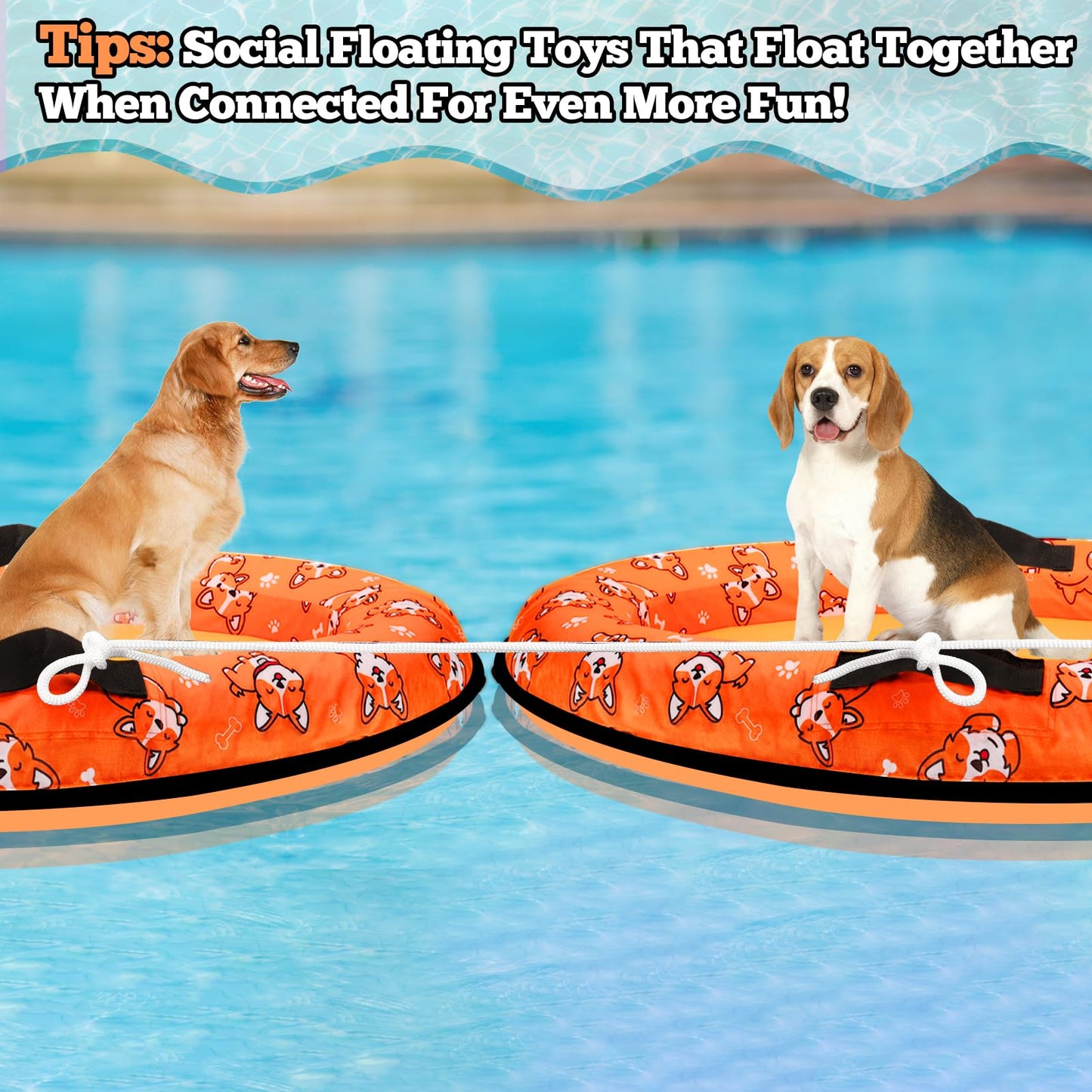 NNG 55x35 Inch Inflatable Dog Pool Float with Rope – Up to 80 lb