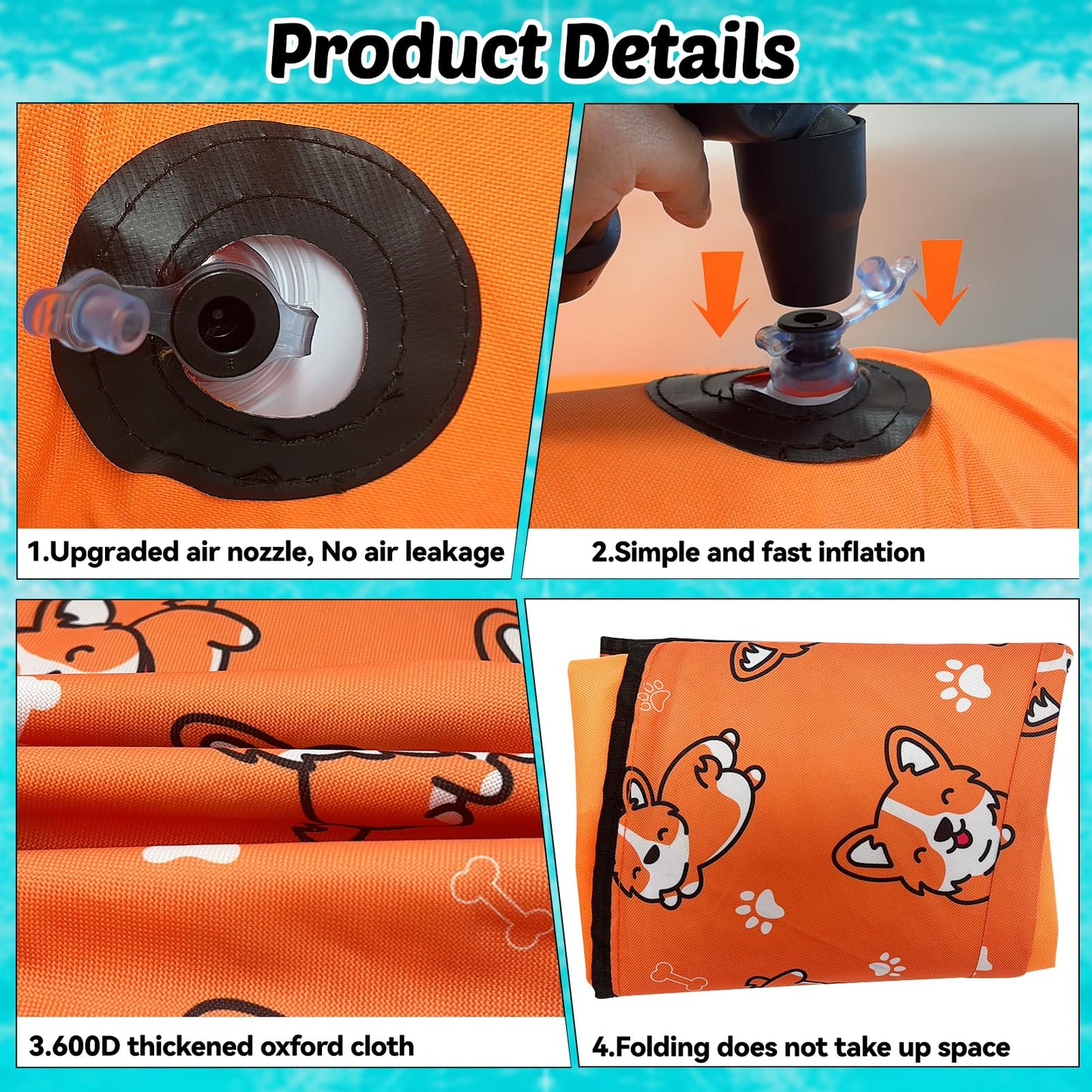NNG 55x35 Inch Inflatable Dog Pool Float with Rope – Up to 80 lb