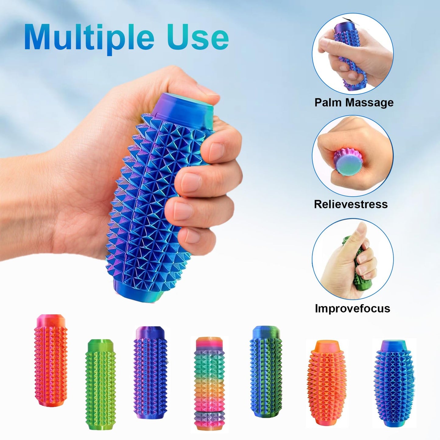 Noafuxy 3PC Little Ouchies Fidget Toys – Portable Anxiety Relief Keychain Set Style-1