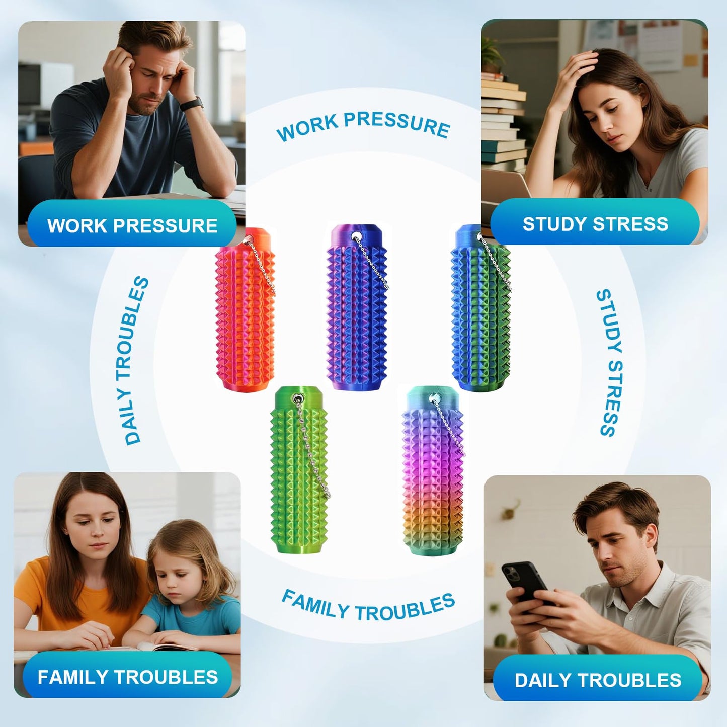 Noafuxy 8PC Little Ouchies Fidget Toys – Quiet Stress Relief, Portable Anxiety Tools