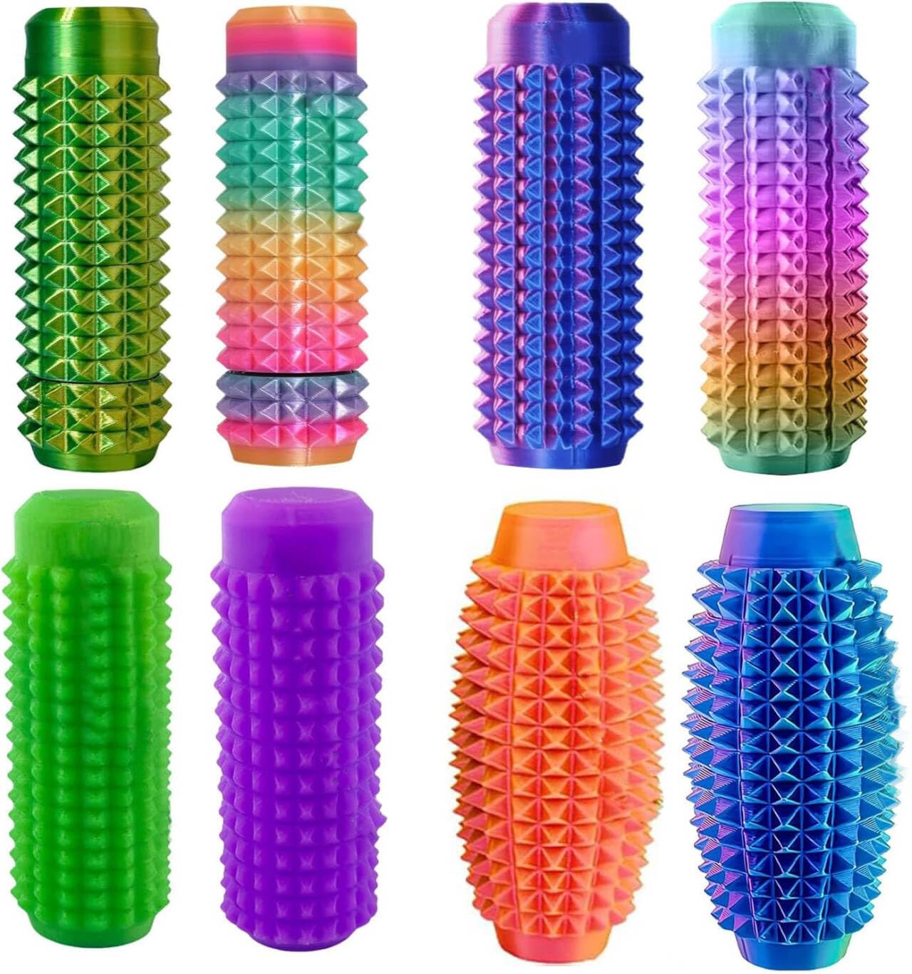 Noafuxy 8PC Little Ouchies Fidget Toys – Quiet Stress Relief, Pocket Sensory Toys, Spiky Keychain Set (Style-2)