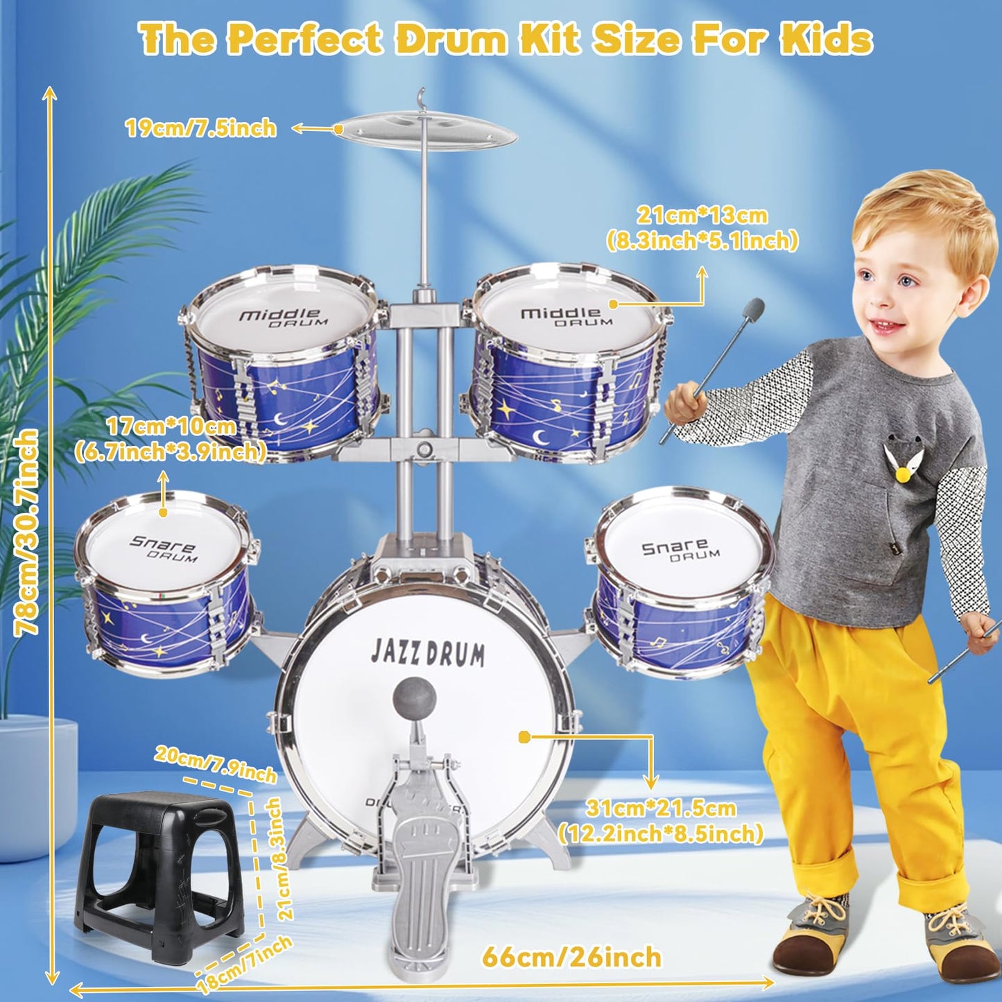 Noaideoi Kids Drum Set for Toddlers & Kids 2-6 | Educational Percussion Toy