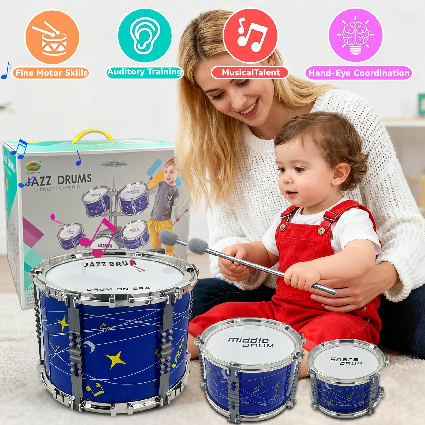 Noaideoi Kids Drum Set for Toddlers & Kids 2-6 | Educational Percussion Toy