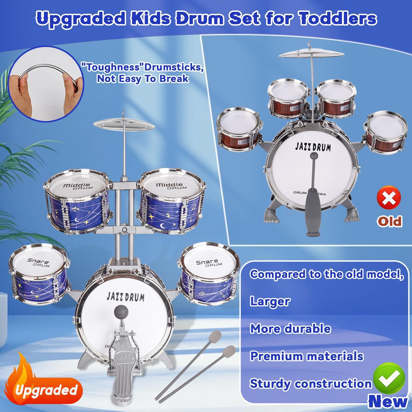 Noaideoi Kids Drum Set for Toddlers & Kids 2-6 | Educational Percussion Toy
