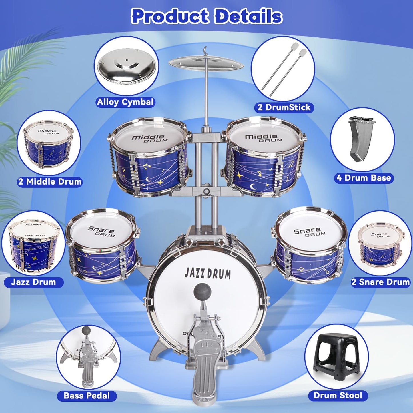 Noaideoi Kids Drum Set for Toddlers & Kids 2-6 | Educational Percussion Toy