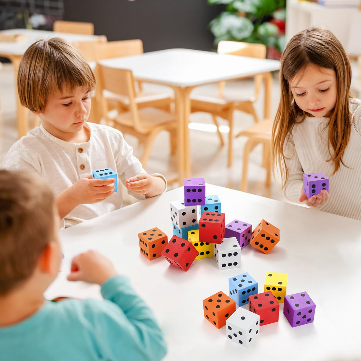 Noamus 12-Pack Large Foam Dice – 2-Inch Colorful Classroom Dice