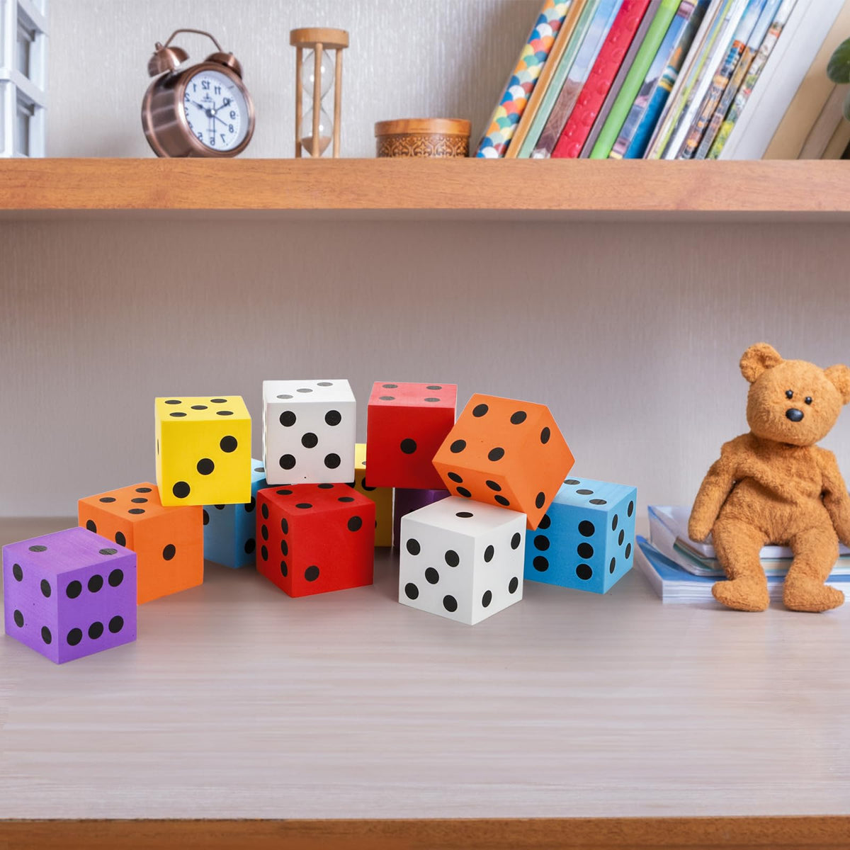 Noamus 12-Pack Large Foam Dice – 2-Inch Colorful Classroom Dice