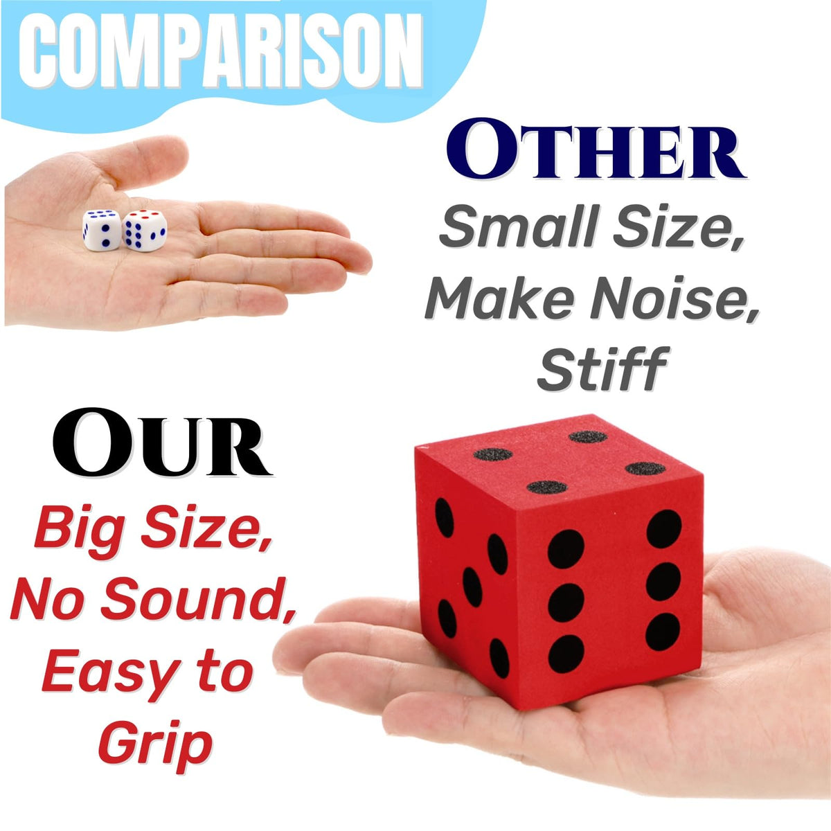 Noamus 12-Pack Large Foam Dice – 2-Inch Colorful Classroom Dice