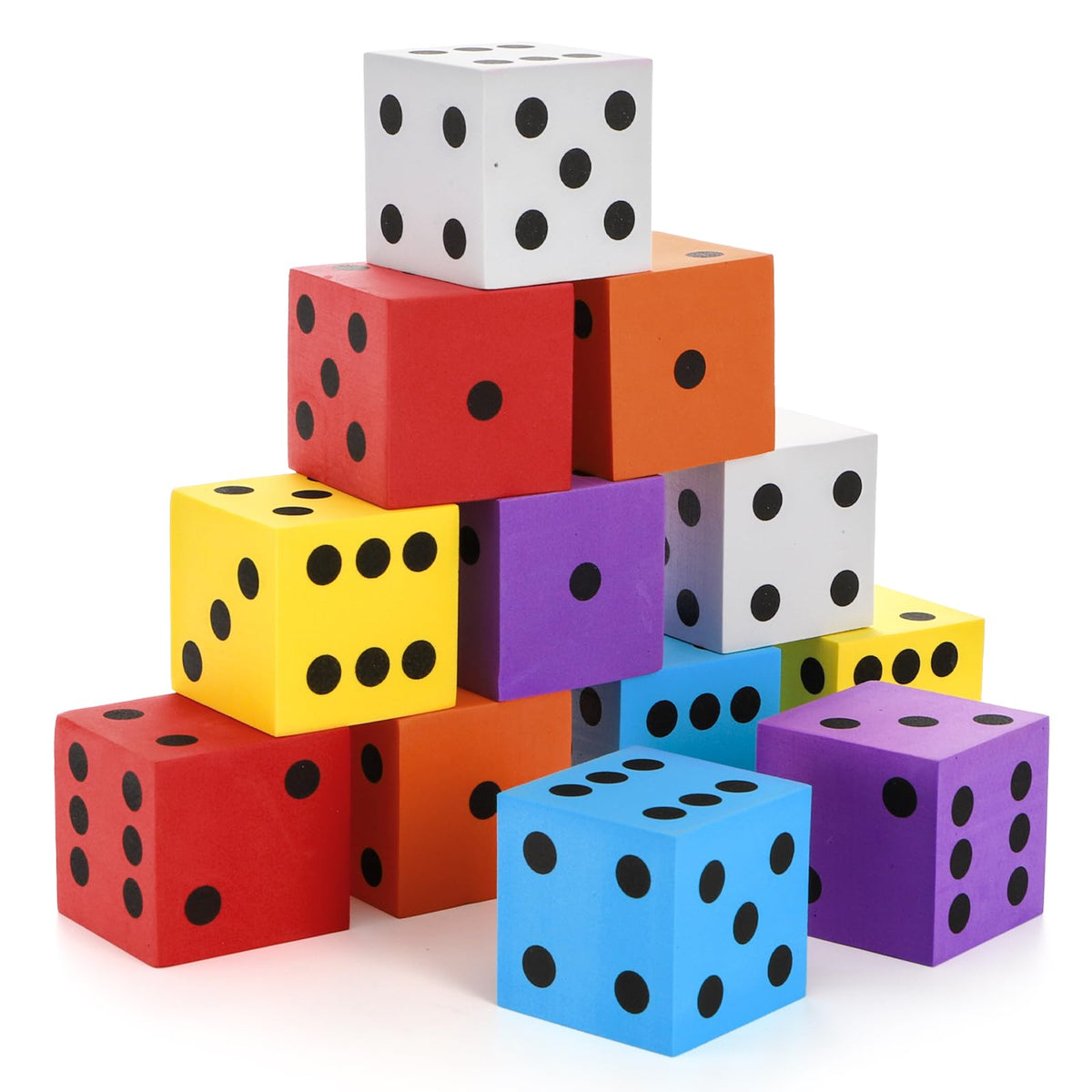Noamus 12-Pack Large Foam Dice – 2-Inch Colorful Classroom Dice