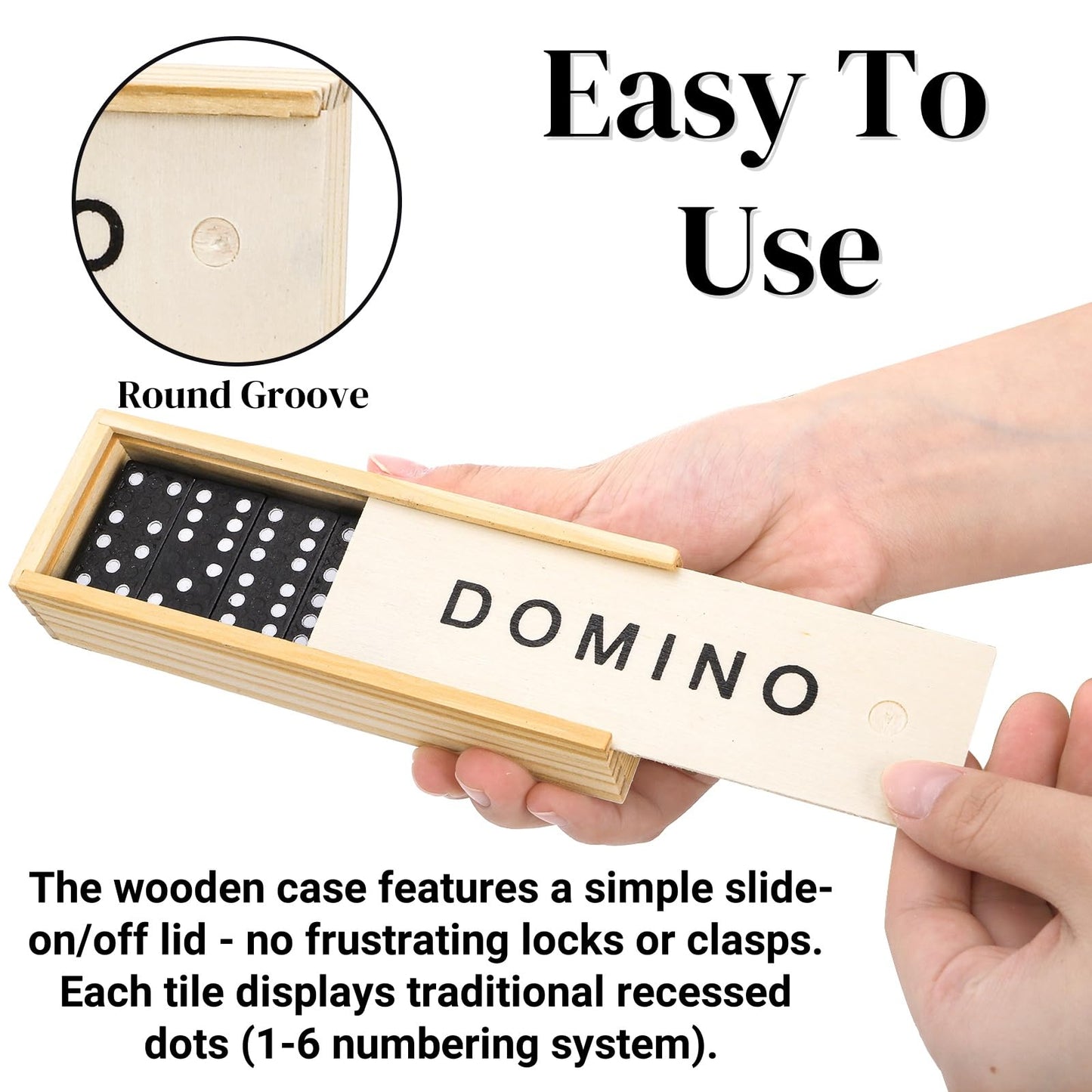 Noamus 30 Pack Mini Wooden Dominoes Set – Double 6 Dominoes with Wooden Case & Instructions