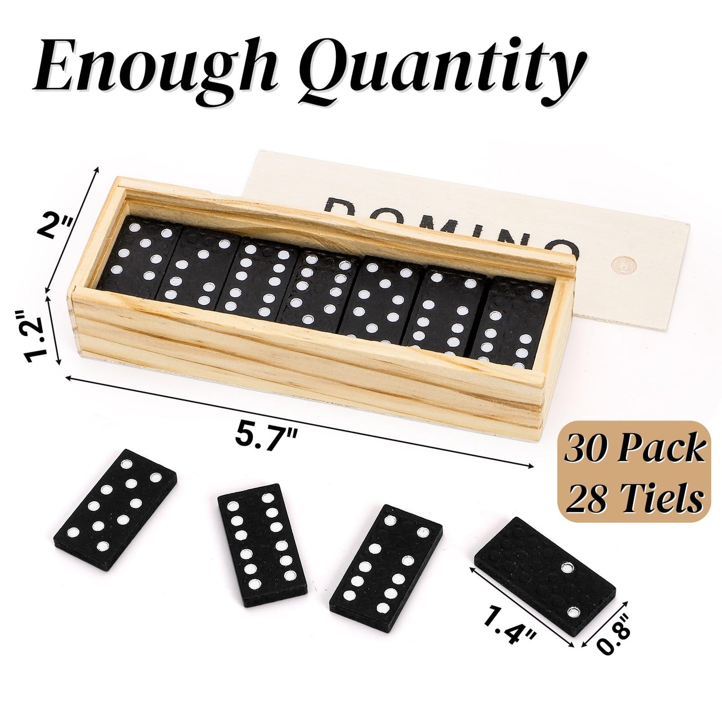 Noamus 30 Pack Mini Wooden Dominoes Set – Double 6 Dominoes with Wooden Case & Instructions