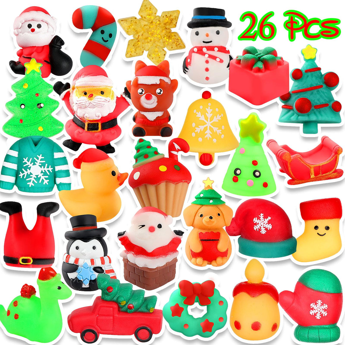Nobasco 26-Pack Christmas Mochi Squishy Toys | Party Favors, Goody Bags & Classroom Rewards