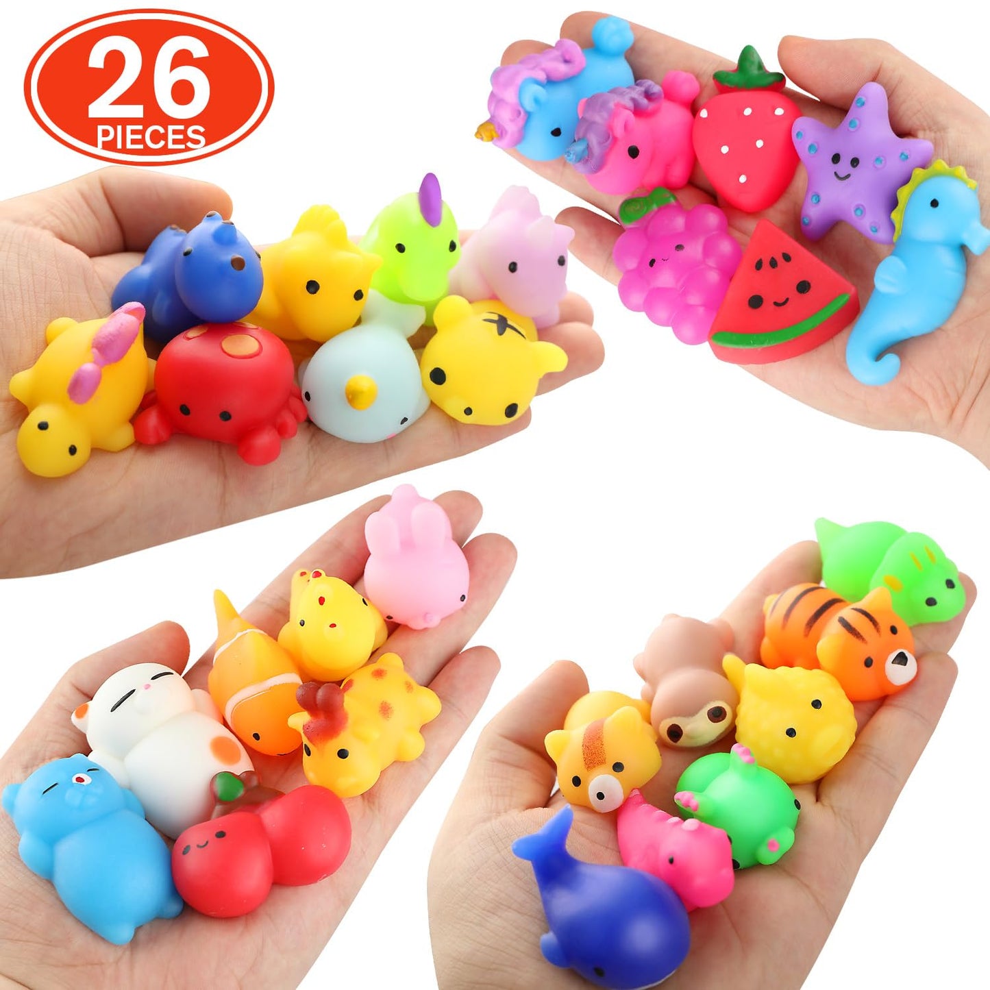 nobasco Squishies 26-Pack Mochi Toys – Kawaii Cat Squishies, Slow-Rising Animal Toys, Party Favors