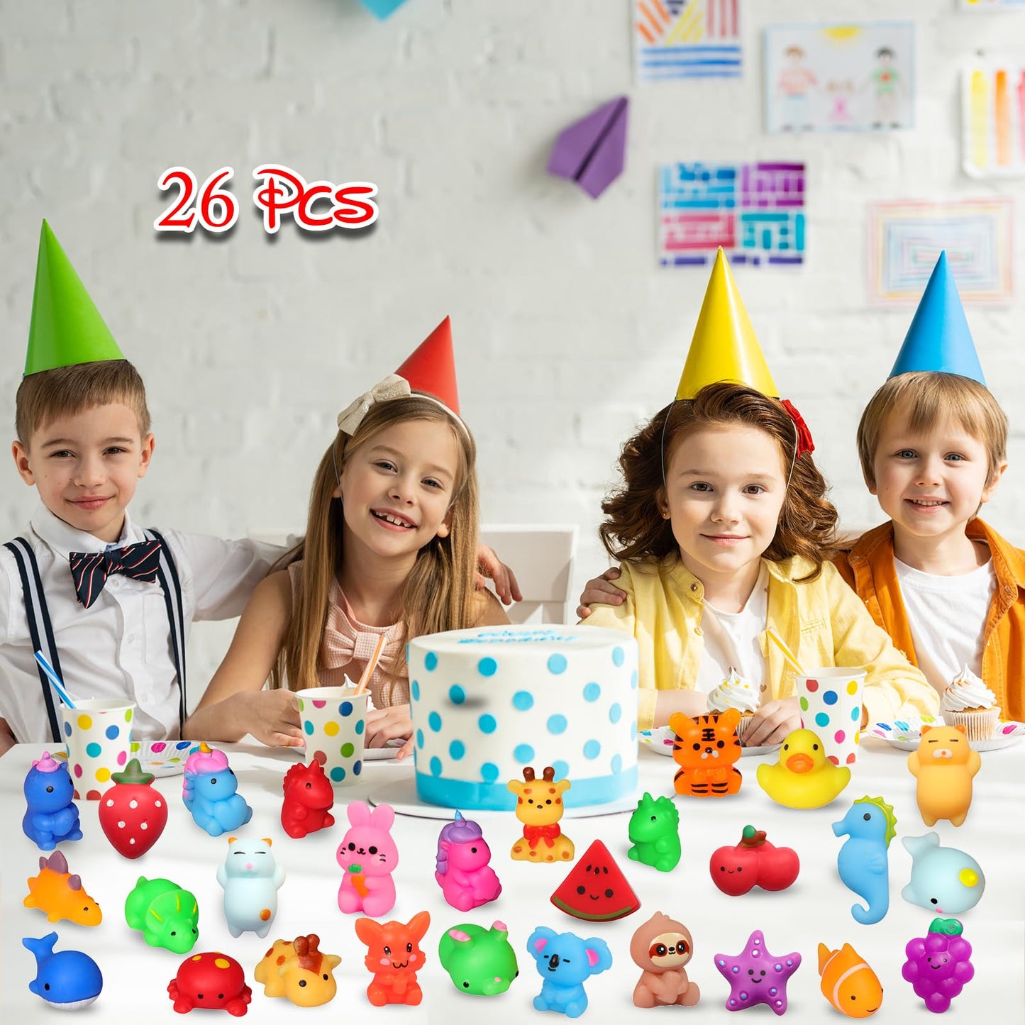 nobasco Squishies 26-Pack Mochi Toys – Kawaii Cat Squishies, Slow-Rising Animal Toys, Party Favors