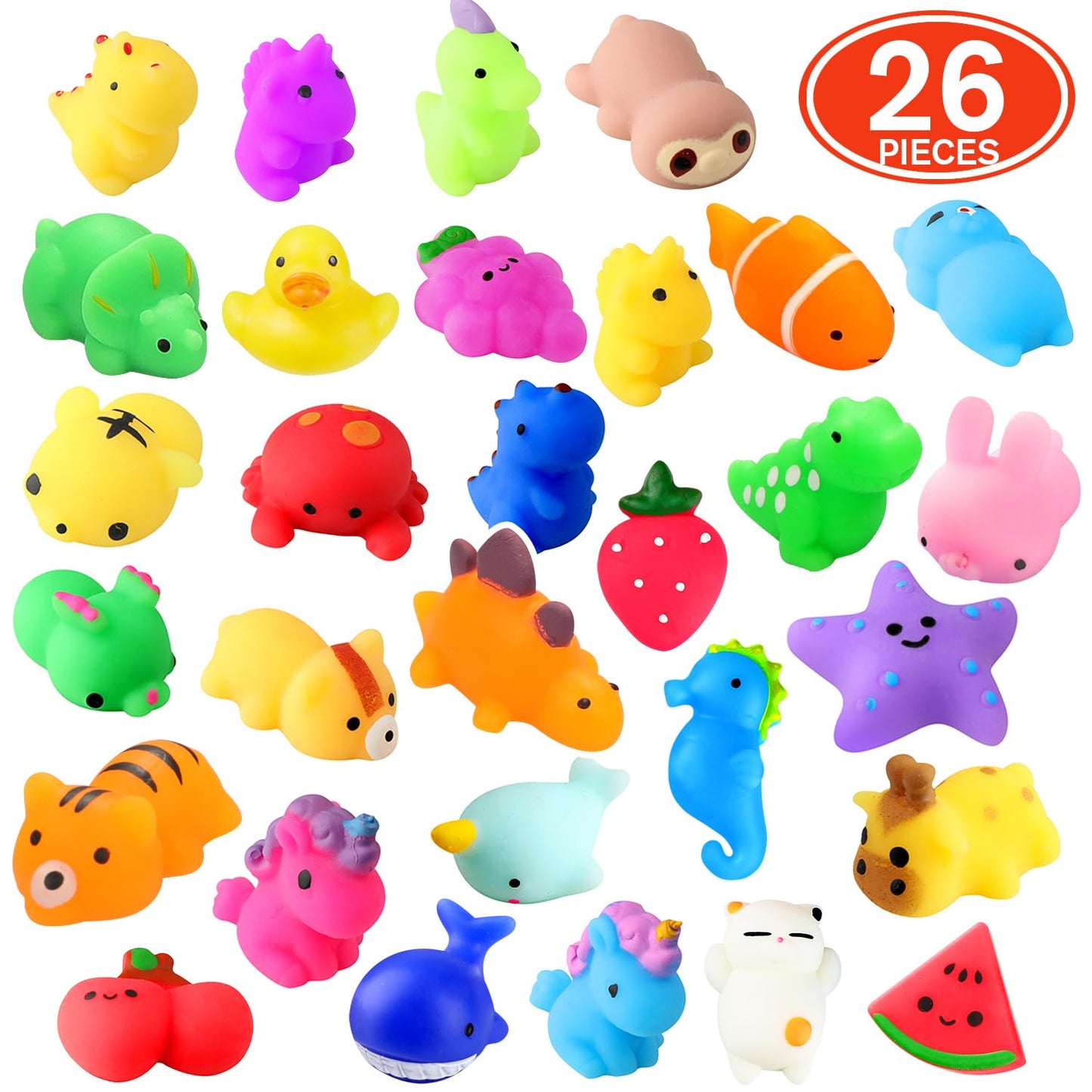 nobasco Squishies 26-Pack Mochi Toys – Kawaii Cat Squishies, Slow-Rising Animal Toys, Party Favors