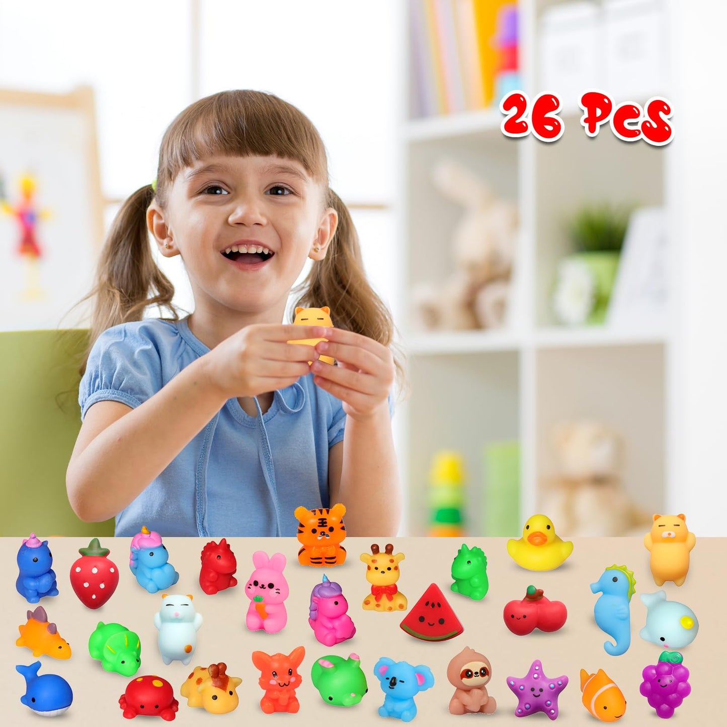 nobasco Squishies 26-Pack Mochi Toys – Kawaii Cat Squishies, Slow-Rising Animal Toys, Party Favors