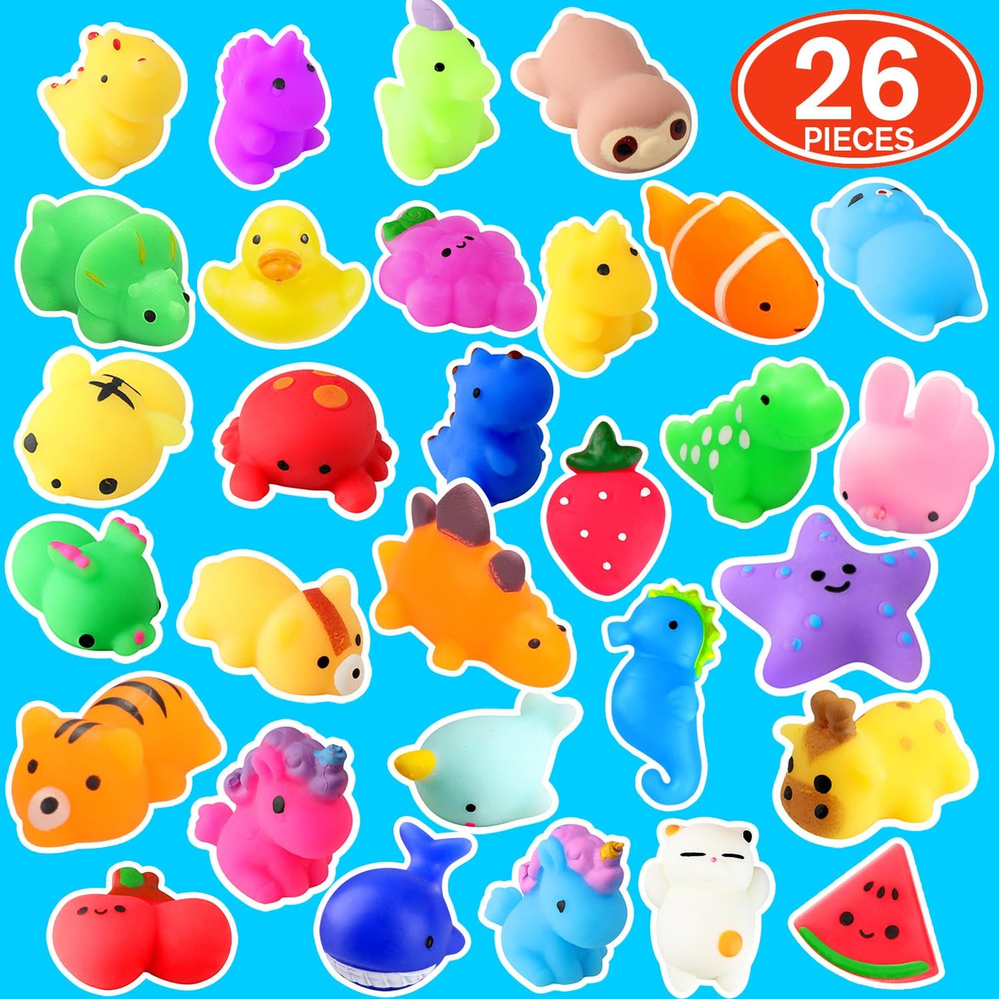 nobasco Squishies 26-Pack Mochi Toys – Kawaii Cat Squishies, Slow-Rising Animal Toys, Party Favors