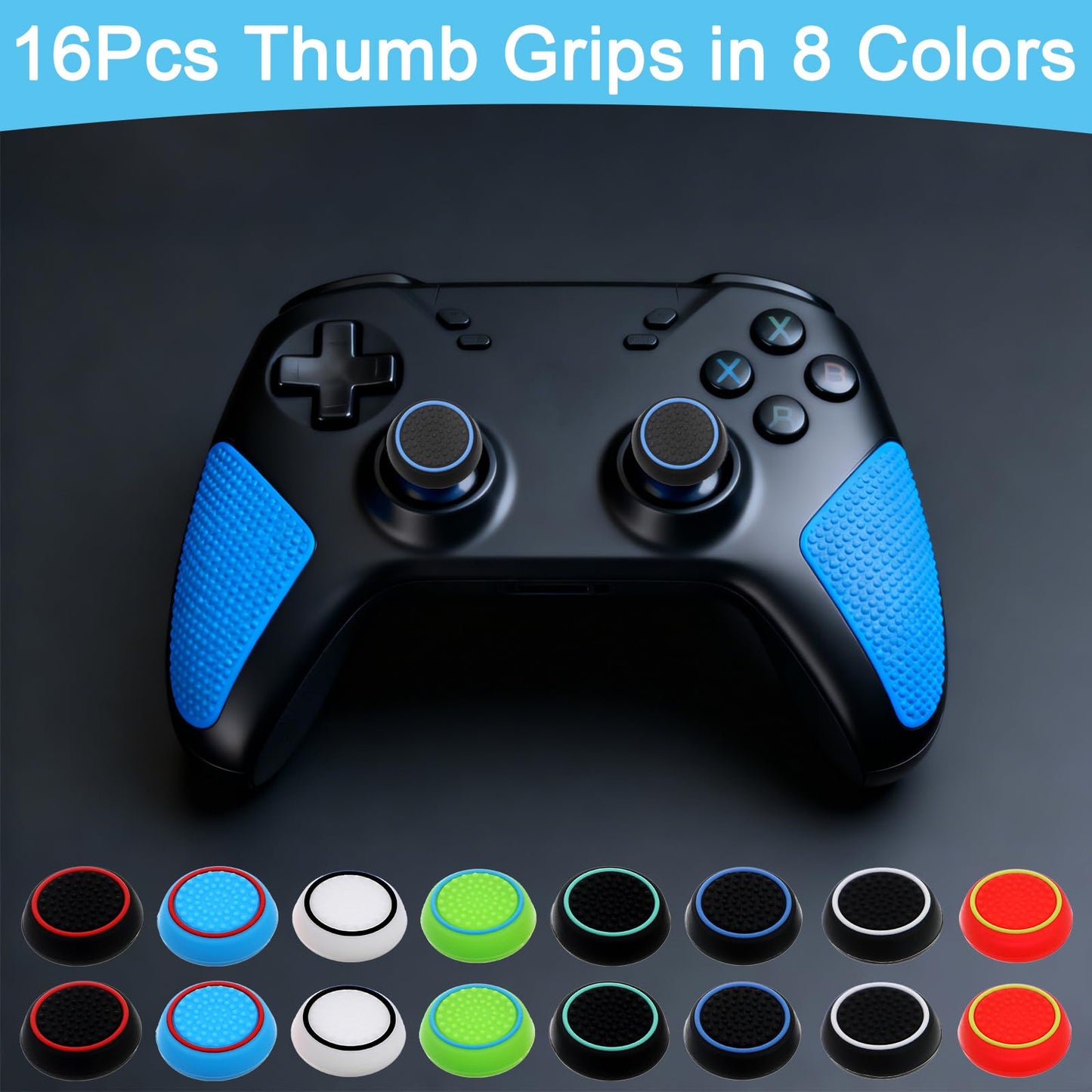 Nogeqi 8 Pairs PS4/PS5 Controller Thumb Grips – Anti-Slip Silicone Caps