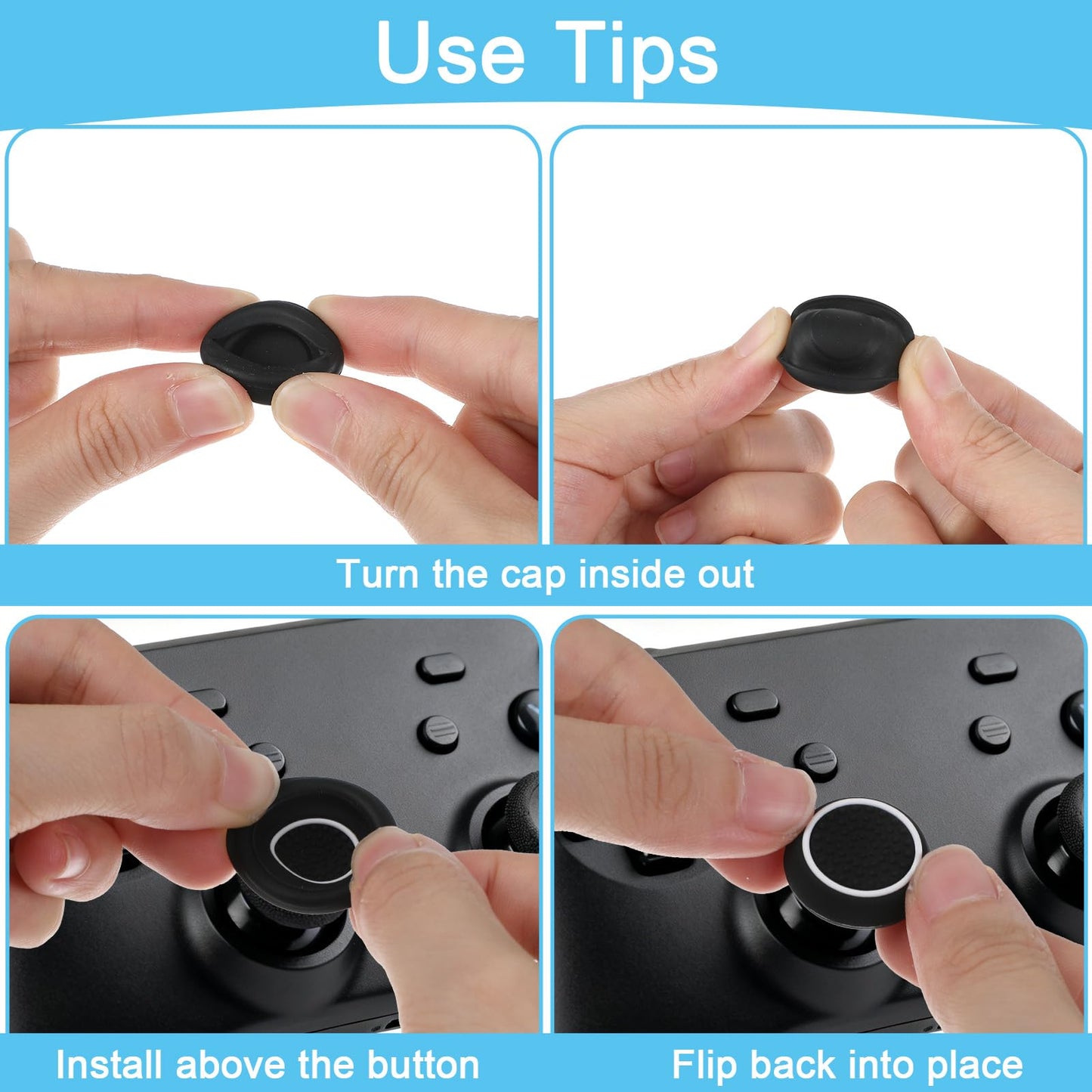 Nogeqi 8 Pairs PS4/PS5 Controller Thumb Grips – Anti-Slip Silicone Caps