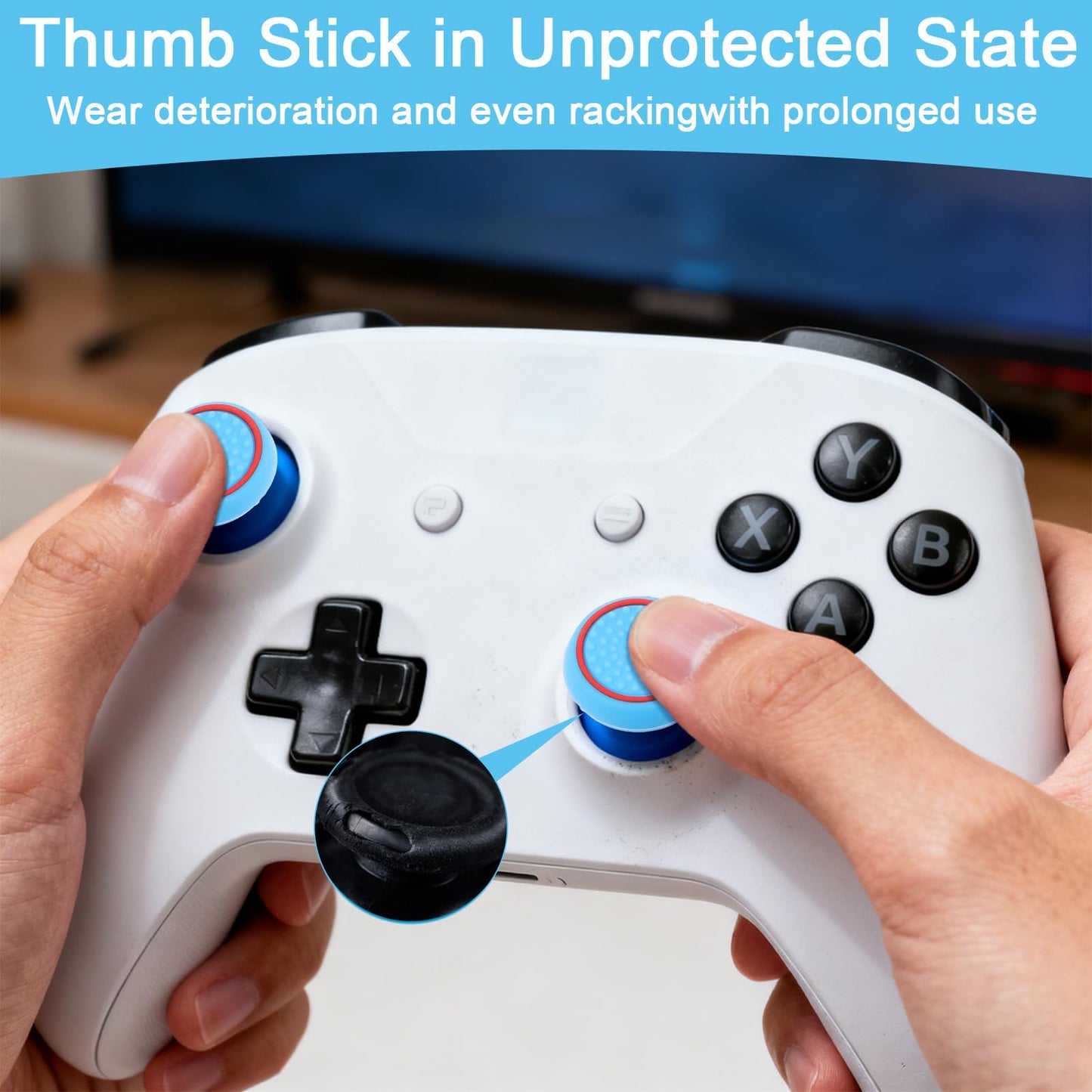 Nogeqi 8 Pairs PS4/PS5 Controller Thumb Grips – Anti-Slip Silicone Caps