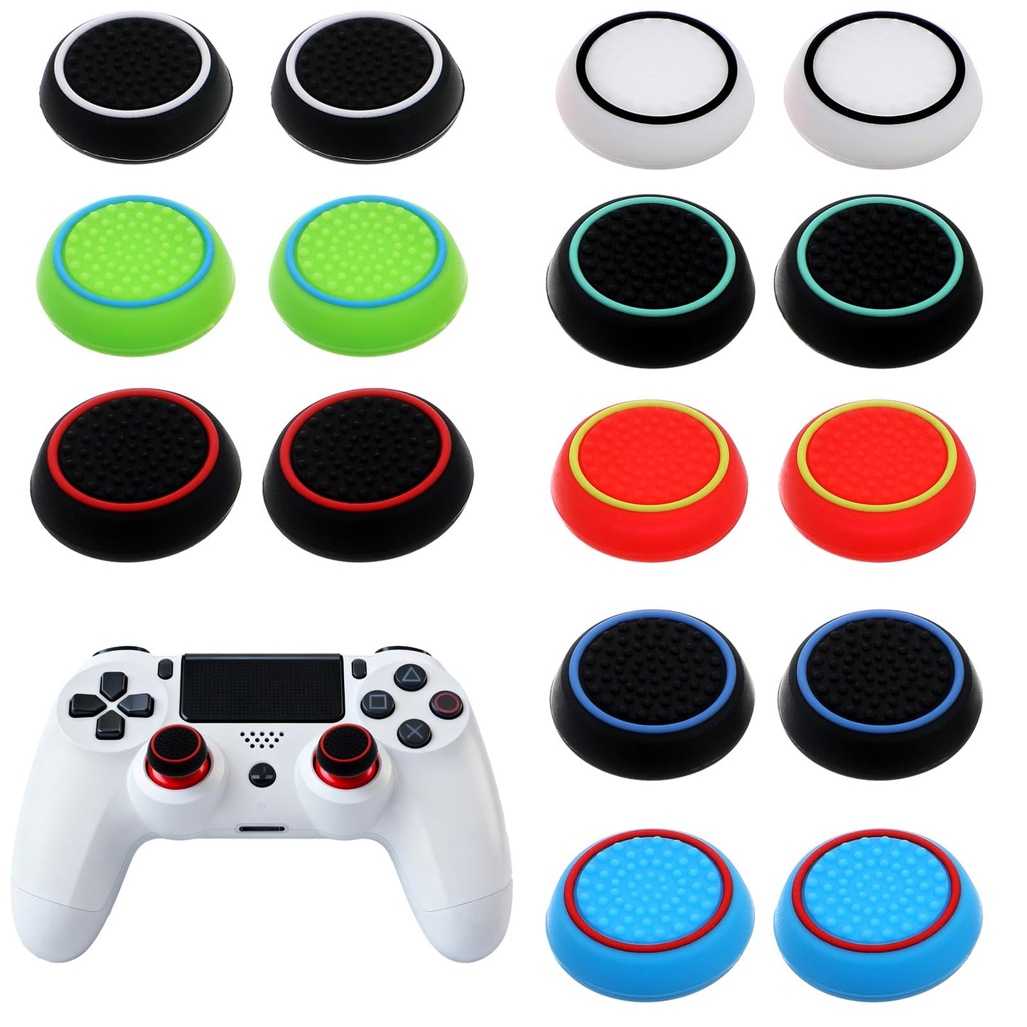 Nogeqi 8 Pairs PS4/PS5 Controller Thumb Grips – Anti-Slip Silicone Caps