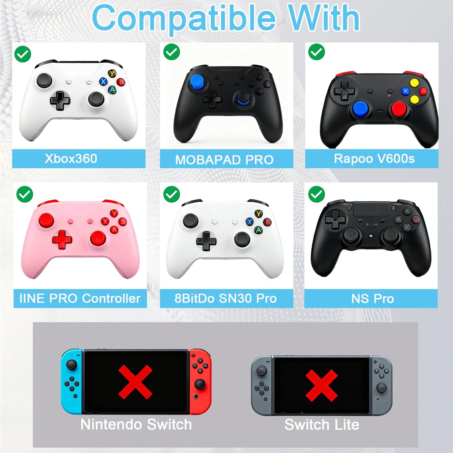 Nogeqi 8 Pairs PS4/PS5 Controller Thumb Grips – Anti-Slip Silicone Caps