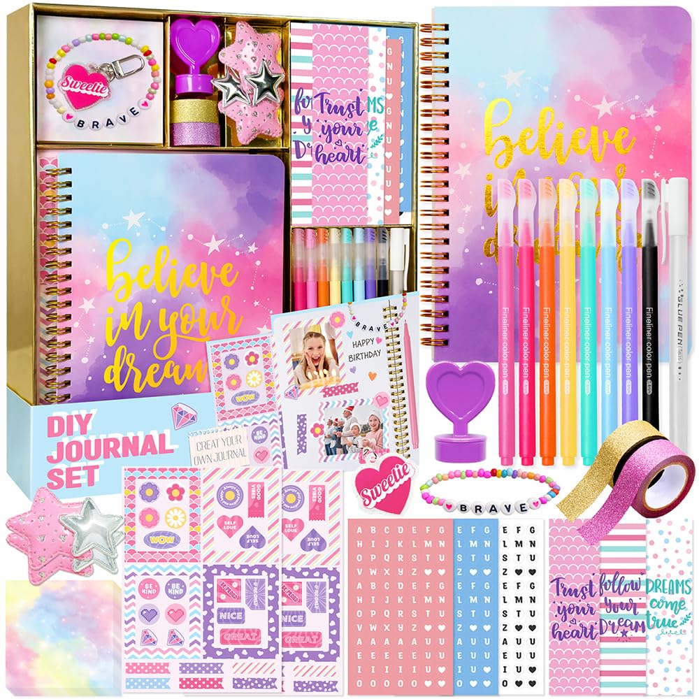 Nollh DIY Journal Kit for Girls – 26-Piece Scrapbook & Craft Set