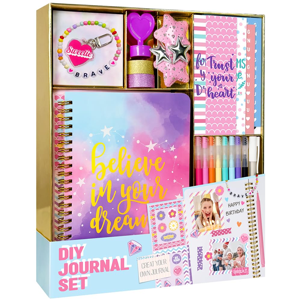 Nollh DIY Journal Kit for Girls – 26-Piece Scrapbook & Craft Set