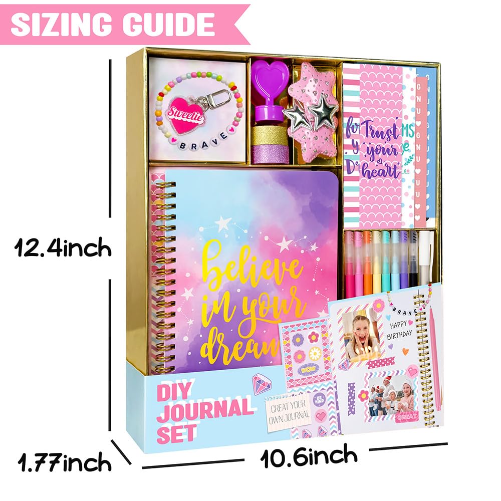 Nollh DIY Journal Kit for Girls – 26-Piece Scrapbook & Craft Set